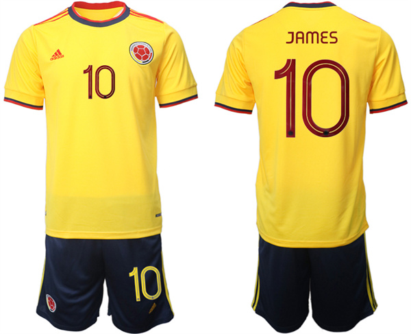 Men's Columbia #10 James Yellow Home Soccer Jersey Suit